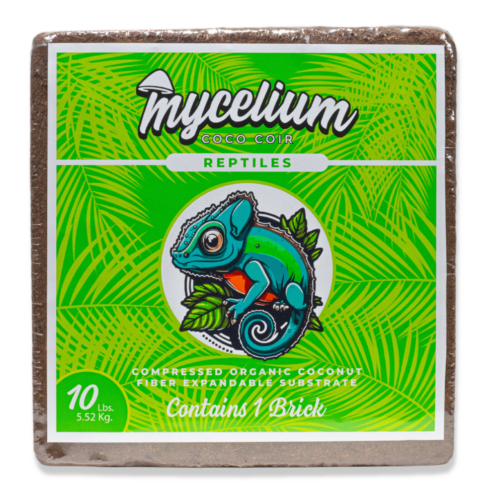 Mycelium 100% Organic Reptile Coco Coir - Eco-Friendly Bedding, Ideal for Reptiles, Amphibians, 10 LB