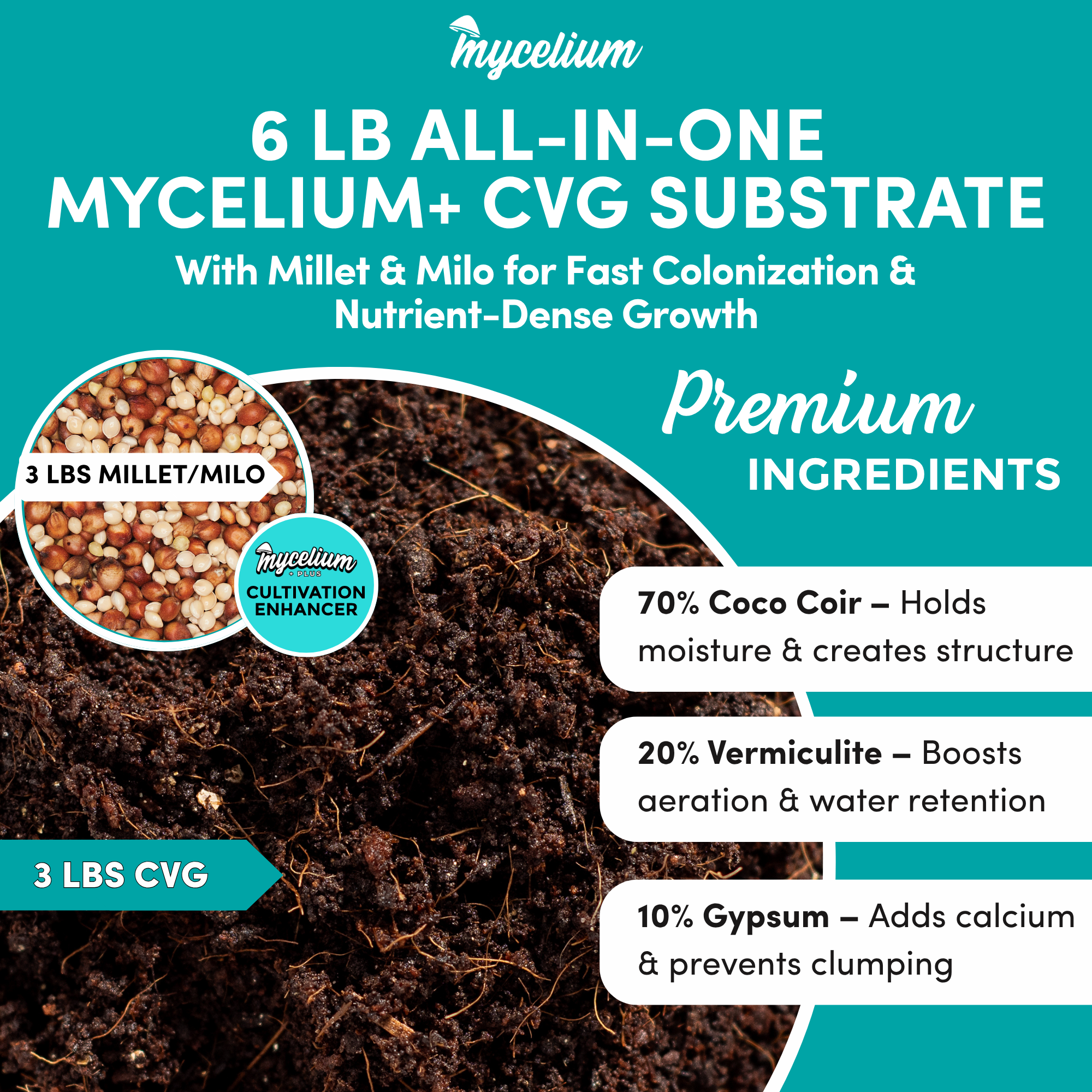My+ CVG Substrate & Millet/Milo Grain All-In-One Bag – Mycelium Life