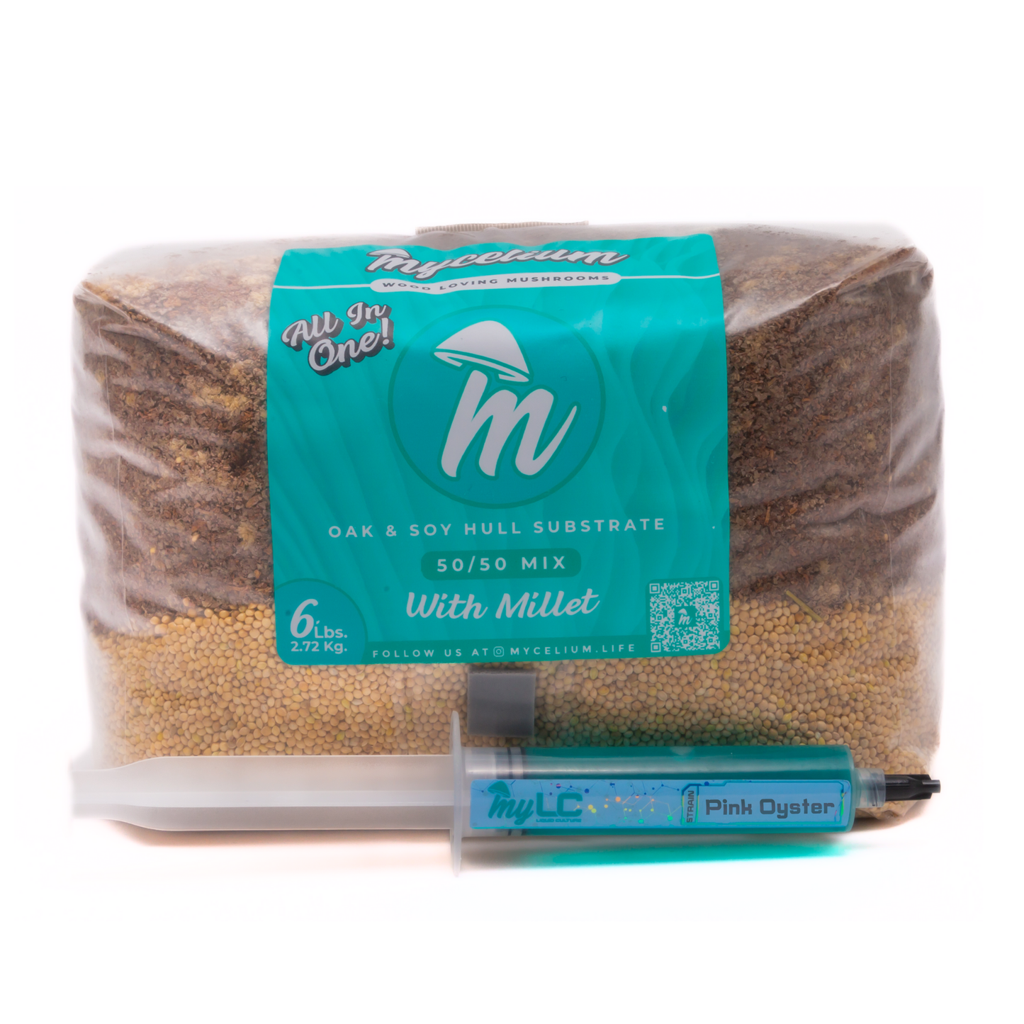 Pink Oyster Mushroom Grow Kit - Oak & Soy Hull with Millet Grain