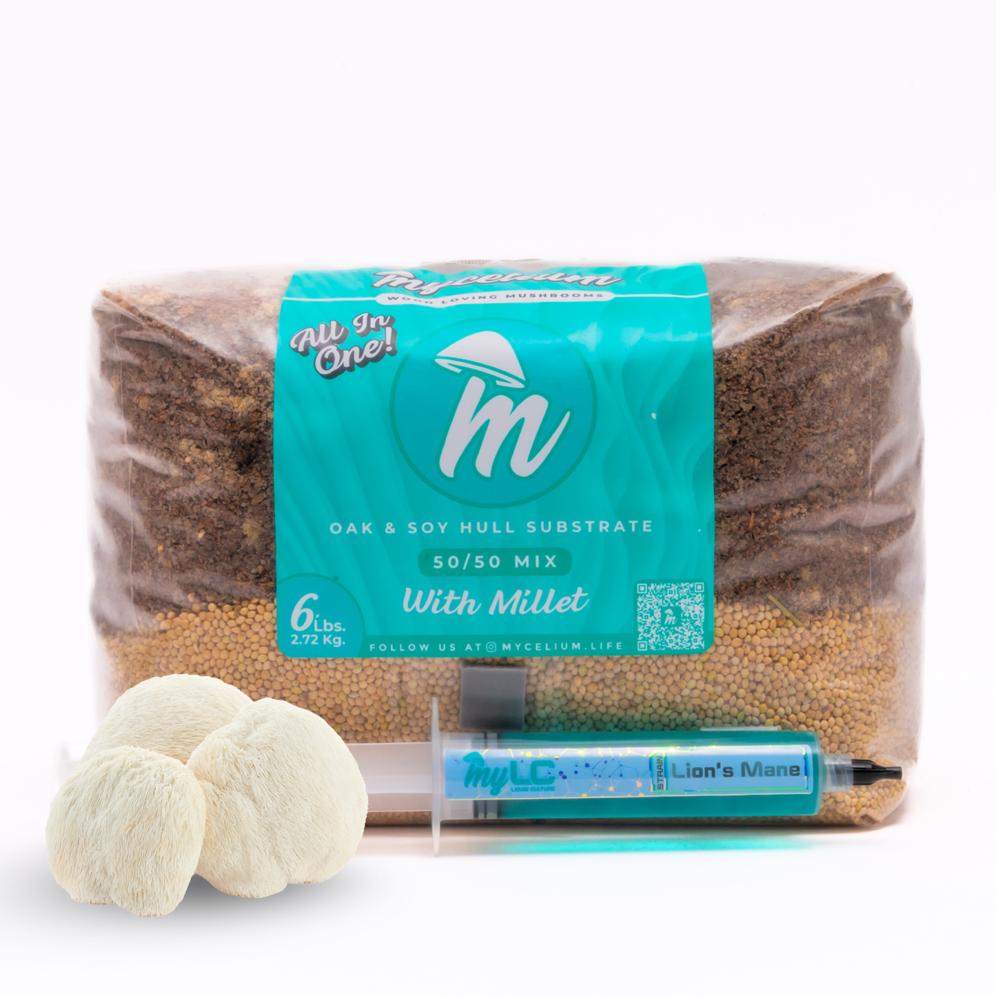 Lions Mane Mushroom Grow Kit - Oak & Soy Hull with Millet Grain