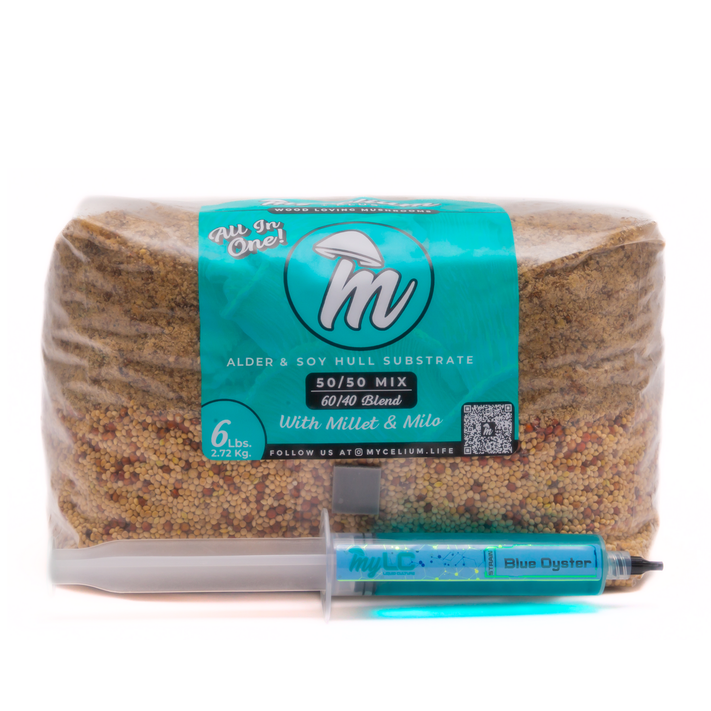 Blue Oyster Mushroom Grow Kit - Alder & Soy Hull with Millet/Milo