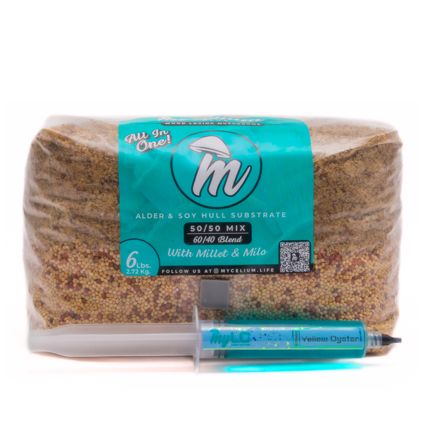Yellow Oyster Mushroom Grow Kit - Alder & Soy Hull with Millet/Milo
